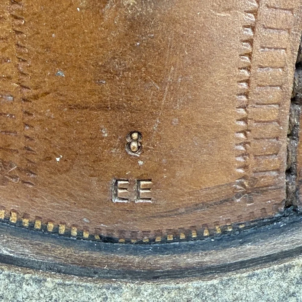 Salvatore Ferragamo‎ Mens 8 EE Brown Leather Cap Toe Dress Shoes